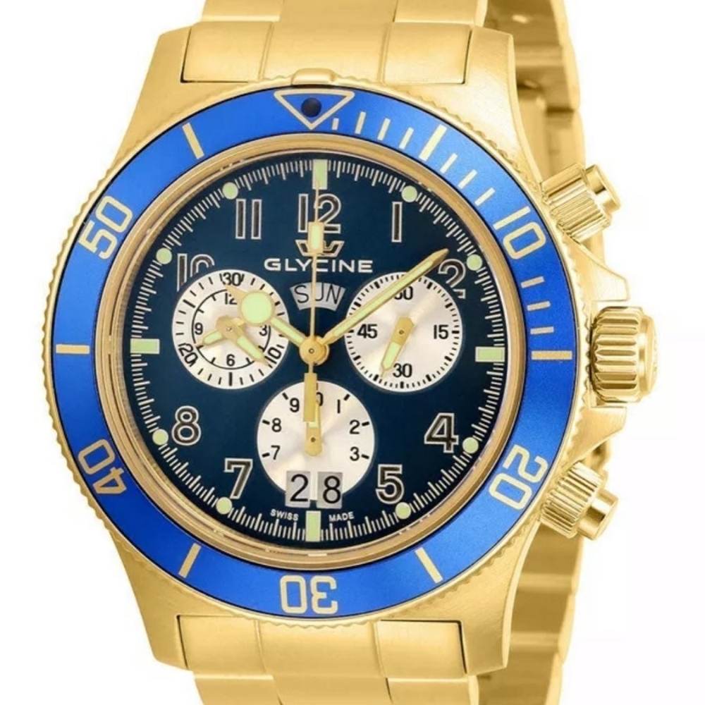 Glycine Combat Sub Quartz Gold Tone 42mm